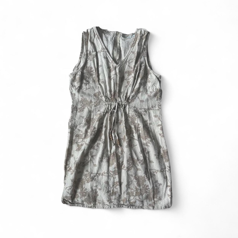 White Stag Tan Linen Floral Mini Dress